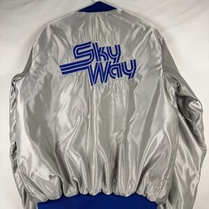 Vintage Skyway Jacket Mens XL Satin Bomber Scoreboard Sportswear 80s USA Retro